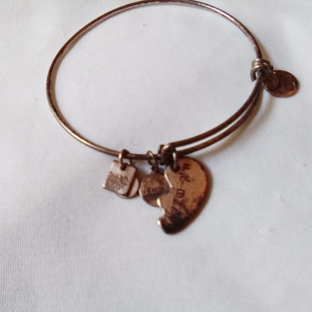 Alex and Ani Silvertone Adjustable Friends Half Heart Charm Bracelet